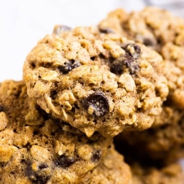 Healthy oatmeal cookies with chocolate chips.
