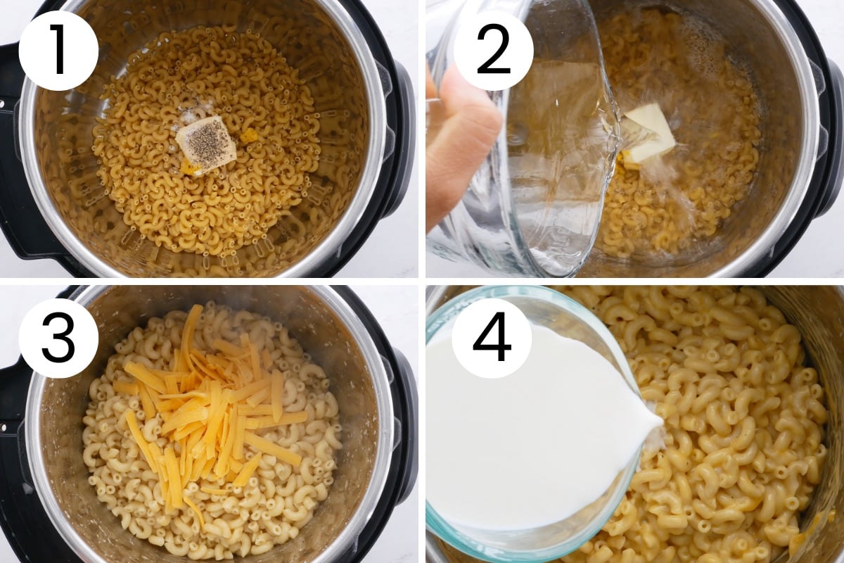 Step by step process how to make mac and cheese in instant pot.