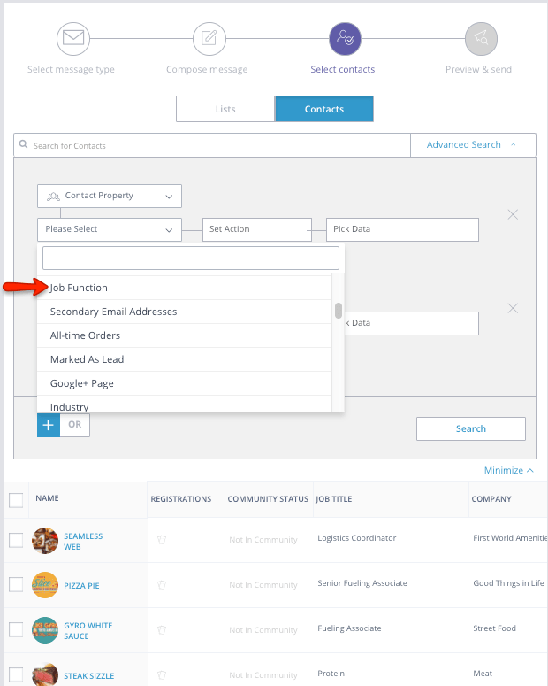 Event email segmentation by job function