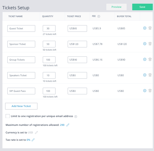 Event email segmentation by ticket type